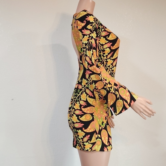 ZARA Women’s Long Sleeve Printed Multicolor Boho Mini Dress Sz S - Picture 8 of 10
